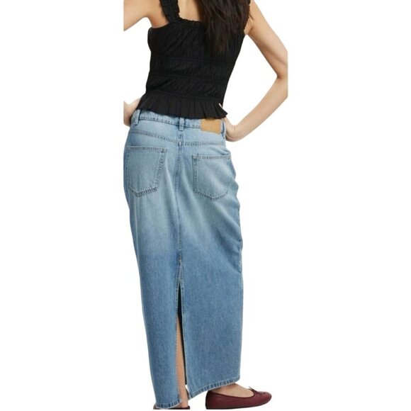 Cotton On NWT Blake Denim Maxi Skirt Trending Classic Closet Staple Size 2 - Picture 4 of 10